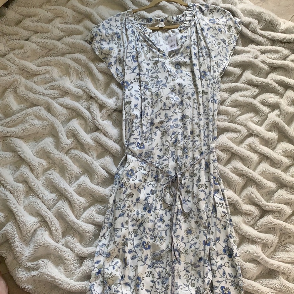 White and Blue Floral Dress